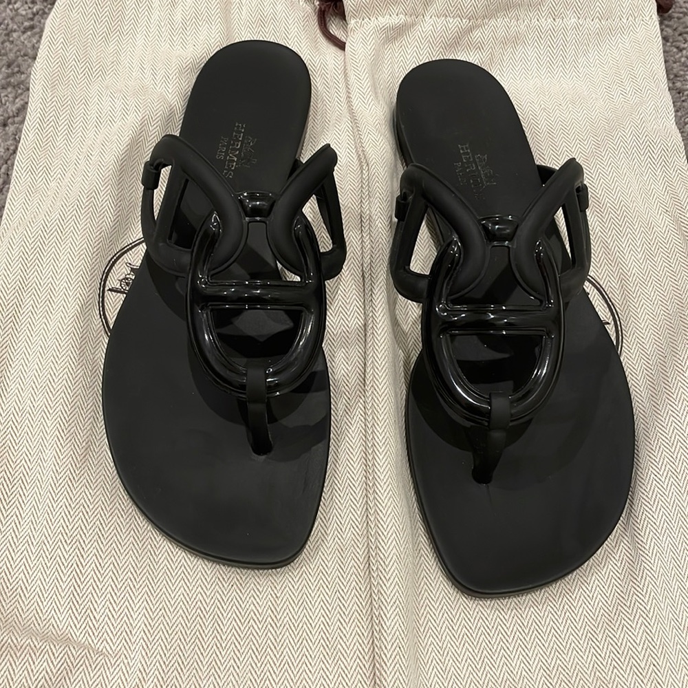 Hermes black sandal